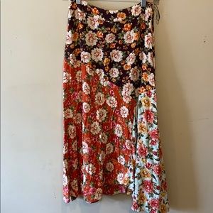 Farm Rio gorgeous floral Asymmetrical midi skirt